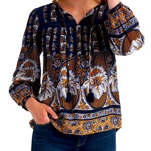 Lucky Brand Mosaic-Print Top Size S